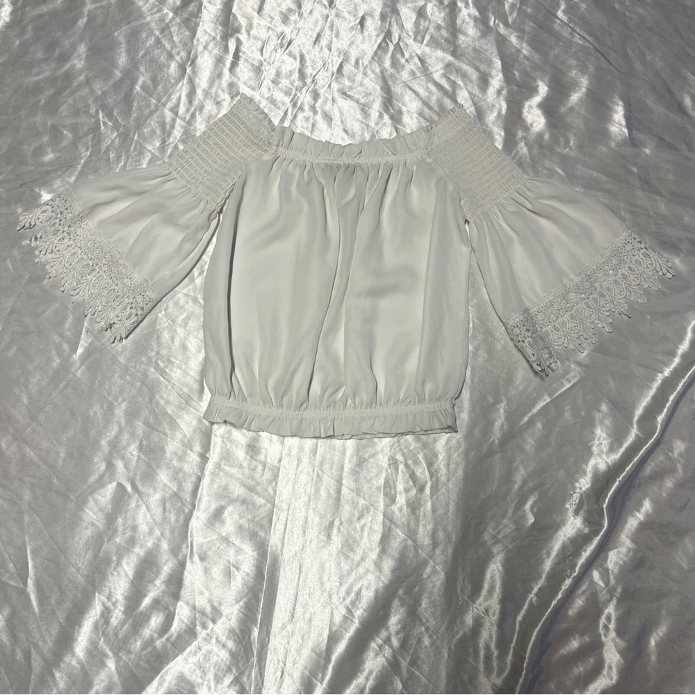 White Ruffled Off-the-Shoulder Crop Top